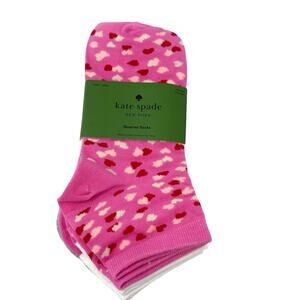 Kate Spade Pink Heart Socks Quarter Ankle Valentine NWT Women 4-10